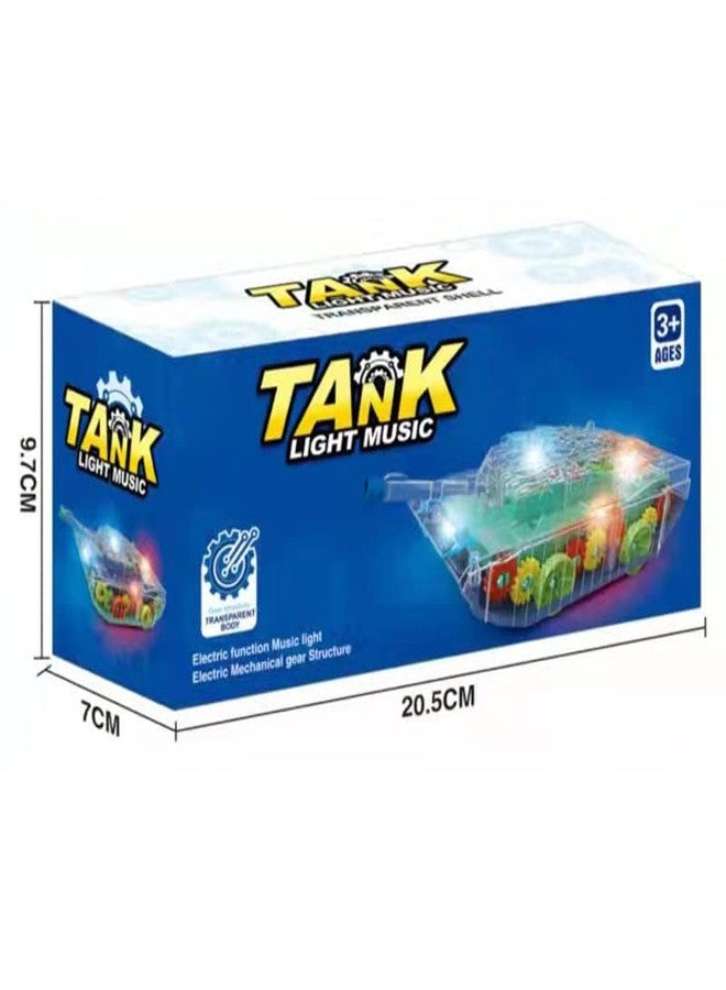 D ETERNAL Transparent Mechanical Police Army Tank Car Toy For Kids With Gear Technology 3D Light, Musical Sound & 360 Degree Rotation (Gear Army Tank)Â… - Image 4